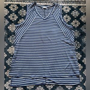 Doublju Navy and White Striped Top